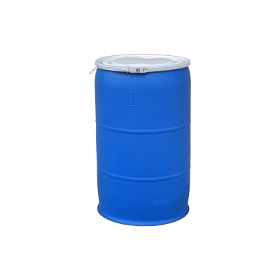 Mitchell Container New 55 gal O-H plastc drum w/fittings in lid, level lock, FDA approved
