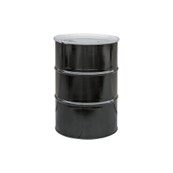 Mitchell Container New 55 gal O-H Steel Drum w/bungs in lid, unlined, black w/white lid